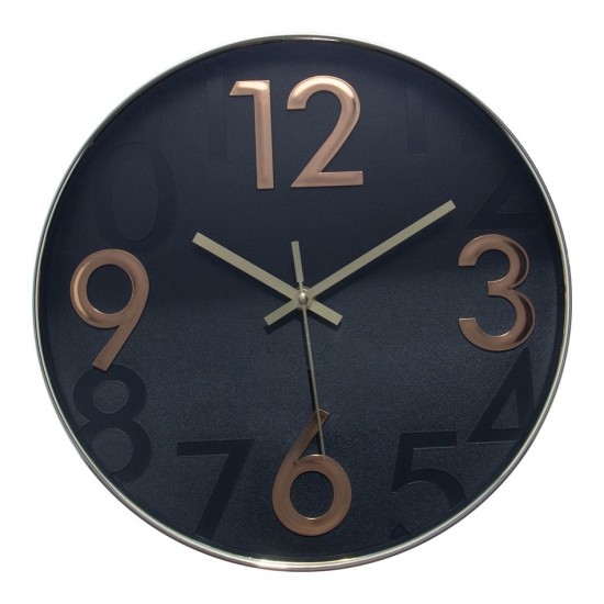 Relógio De Parede 30,5cm Por 4,5cm Quartz De Plástico Donum Preto Com Dourado